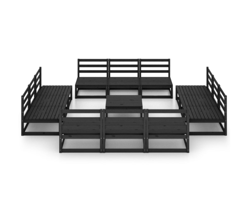 vidaXL 13-daļīgs dārza atpūtas mēbeļu komplekts, melns priedes koks