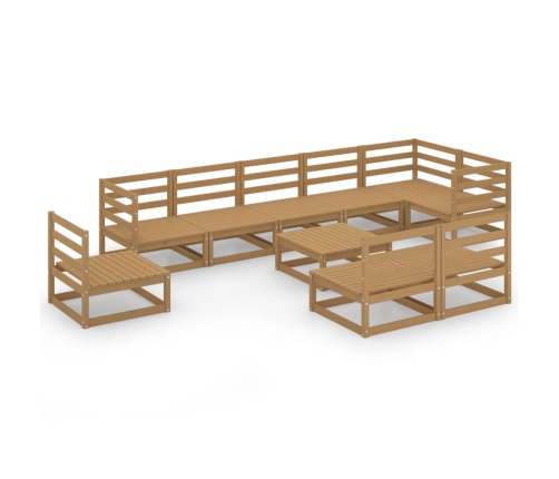 vidaXL 10-daļīgs dārza atpūtas mēbeļu komplekts, brūns priedes koks