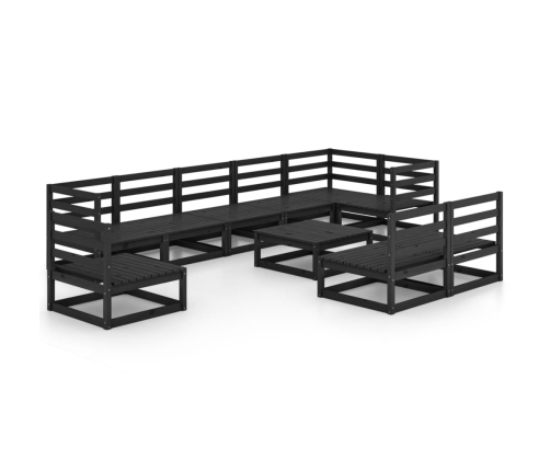 vidaXL 10-daļīgs dārza atpūtas mēbeļu komplekts, melns priedes koks