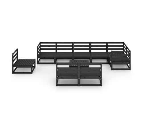 vidaXL 10-daļīgs dārza atpūtas mēbeļu komplekts, melns priedes koks