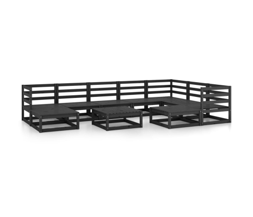 vidaXL 10-daļīgs dārza atpūtas mēbeļu komplekts, melns, priedes koks