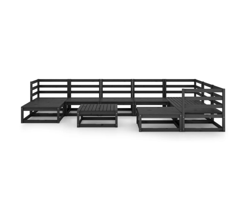 vidaXL 10-daļīgs dārza atpūtas mēbeļu komplekts, melns, priedes koks