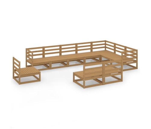 vidaXL 10-daļīgs dārza atpūtas mēbeļu komplekts, brūns priedes koks