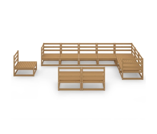 vidaXL 10-daļīgs dārza atpūtas mēbeļu komplekts, brūns priedes koks