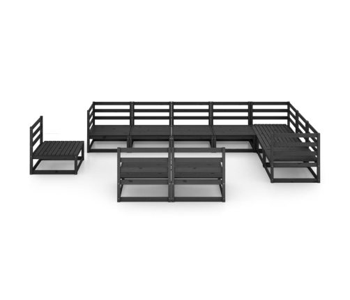 vidaXL 10-daļīgs dārza atpūtas mēbeļu komplekts, melns, priedes koks