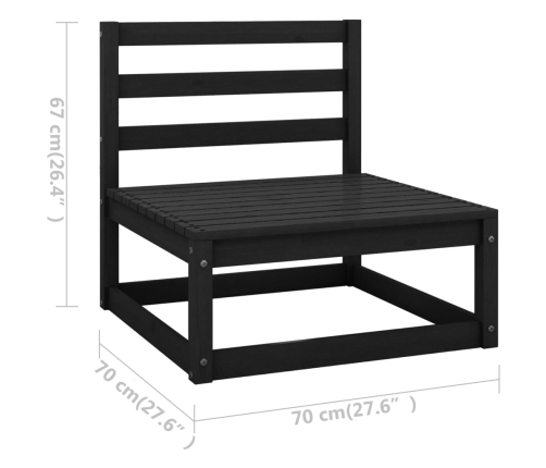 vidaXL 10-daļīgs dārza atpūtas mēbeļu komplekts, melns, priedes koks