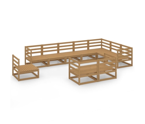 vidaXL 10-daļīgs dārza atpūtas mēbeļu komplekts, brūns priedes koks