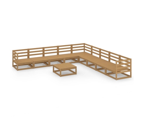 vidaXL 10-daļīgs dārza atpūtas mēbeļu komplekts, brūns priedes koks