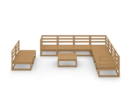 vidaXL 10-daļīgs dārza atpūtas mēbeļu komplekts, brūns priedes koks