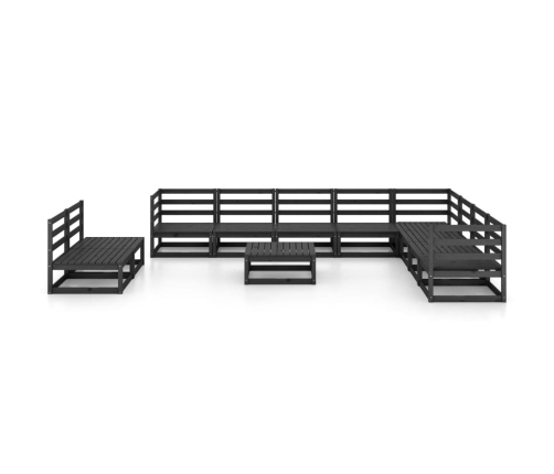 vidaXL 11-daļīgs dārza atpūtas mēbeļu komplekts, melns priedes koks