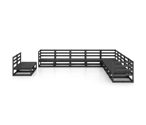 vidaXL 11-daļīgs dārza atpūtas mēbeļu komplekts, melns, priedes koks