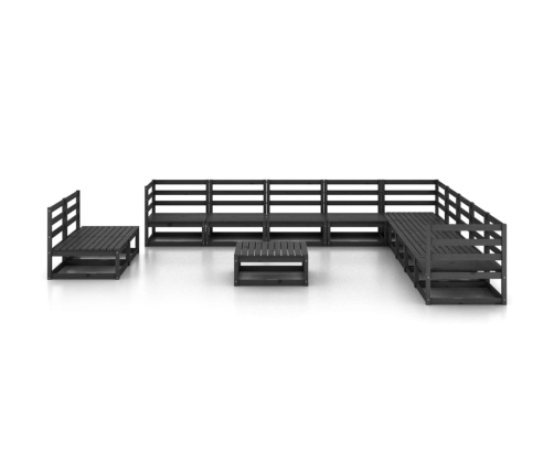 vidaXL 12-daļīgs dārza atpūtas mēbeļu komplekts, melns priedes koks