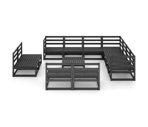 vidaXL 12-daļīgs dārza atpūtas mēbeļu komplekts, melns priedes koks