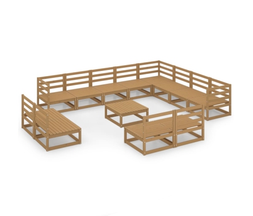 vidaXL 13-daļīgs dārza atpūtas mēbeļu komplekts, brūns priedes koks