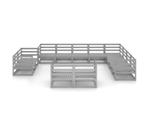 vidaXL 12-daļīgs dārza atpūtas mēbeļu komplekts, pelēks priedes koks