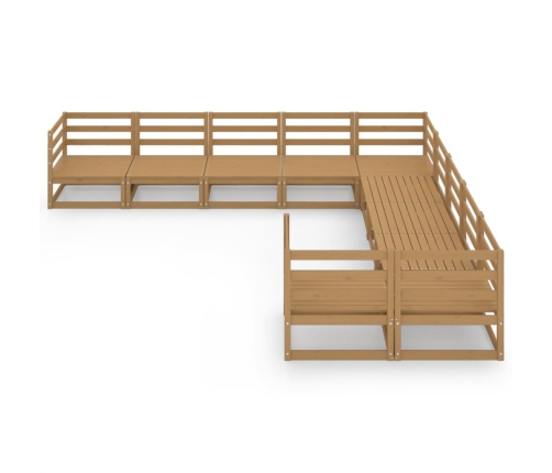 vidaXL 10-daļīgs dārza atpūtas mēbeļu komplekts, priedes masīvkoks