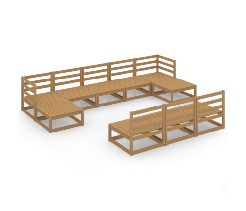 vidaXL 10-daļīgs dārza atpūtas mēbeļu komplekts, priedes masīvkoks