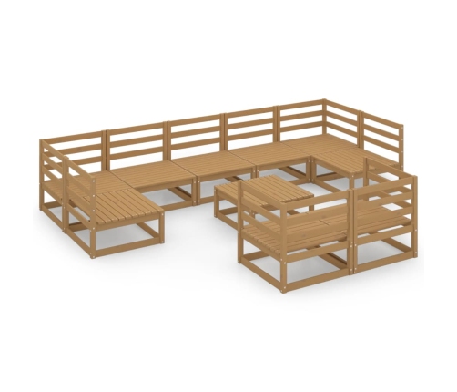 vidaXL 10-daļīgs dārza atpūtas mēbeļu komplekts, priedes masīvkoks