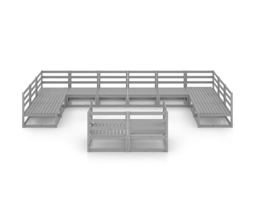 vidaXL 12-daļīgs dārza atpūtas mēbeļu komplekts, priedes masīvkoks