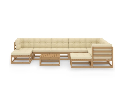 vidaXL 10-daļīgs dārza atpūtas mēbeļu komplekts ar matračiem, priede