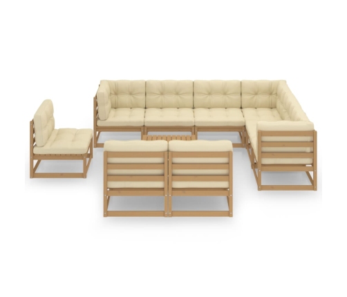 vidaXL 10-daļīgs dārza atpūtas mēbeļu komplekts ar matračiem, priede