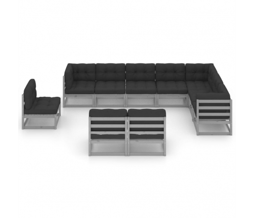 vidaXL 10-daļīgs dārza atpūtas mēbeļu komplekts ar matračiem, priede