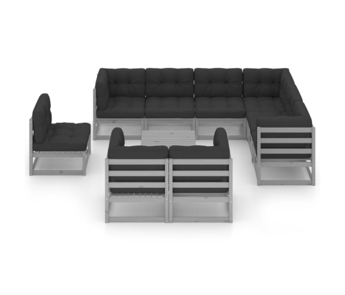 vidaXL 10-daļīgs dārza atpūtas mēbeļu komplekts ar matračiem, priede