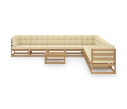 vidaXL 10-daļīgs dārza atpūtas mēbeļu komplekts ar matračiem, priede