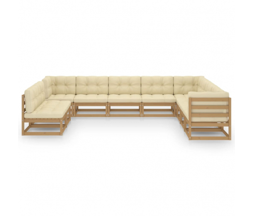 vidaXL 10-daļīgs dārza atpūtas mēbeļu komplekts ar matračiem, priede