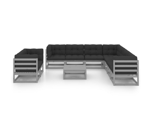 vidaXL 10-daļīgs dārza atpūtas mēbeļu komplekts ar matračiem, priede