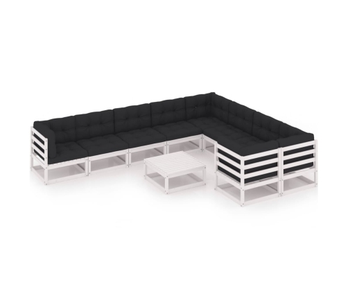 vidaXL 10-daļīgs dārza atpūtas mēbeļu komplekts ar matračiem, priede