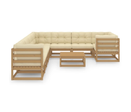 vidaXL 10-daļīgs dārza atpūtas mēbeļu komplekts ar matračiem, priede