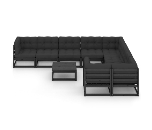 vidaXL 10-daļīgs dārza atpūtas mēbeļu komplekts ar matračiem, priede