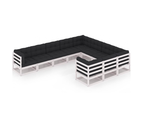 vidaXL 10-daļīgs dārza atpūtas mēbeļu komplekts ar matračiem, priede