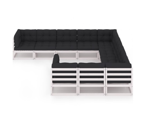 vidaXL 10-daļīgs dārza atpūtas mēbeļu komplekts ar matračiem, priede