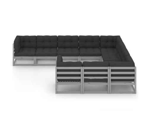 vidaXL 10-daļīgs dārza atpūtas mēbeļu komplekts ar matračiem, priede