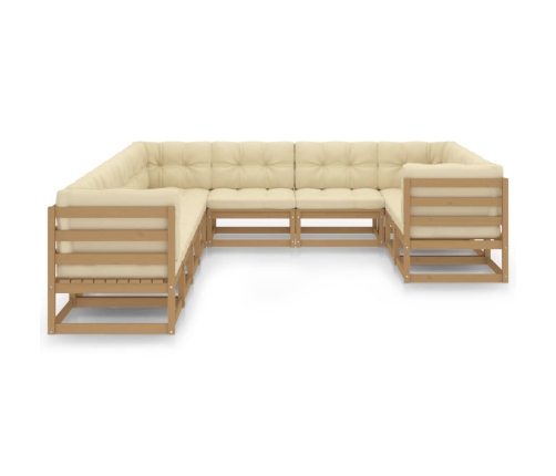 vidaXL 10-daļīgs dārza atpūtas mēbeļu komplekts ar matračiem, priede