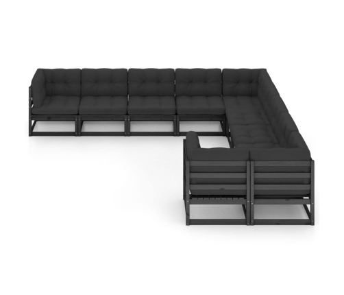 vidaXL 10-daļīgs dārza atpūtas mēbeļu komplekts ar matračiem, priede