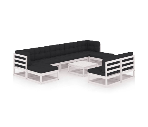 vidaXL 10-daļīgs dārza atpūtas mēbeļu komplekts ar matračiem, priede