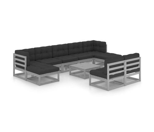 vidaXL 10-daļīgs dārza atpūtas mēbeļu komplekts ar matračiem, priede