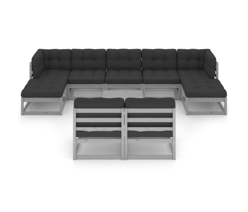 vidaXL 10-daļīgs dārza atpūtas mēbeļu komplekts ar matračiem, priede