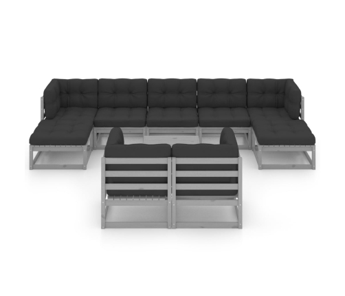 vidaXL 10-daļīgs dārza atpūtas mēbeļu komplekts ar matračiem, priede