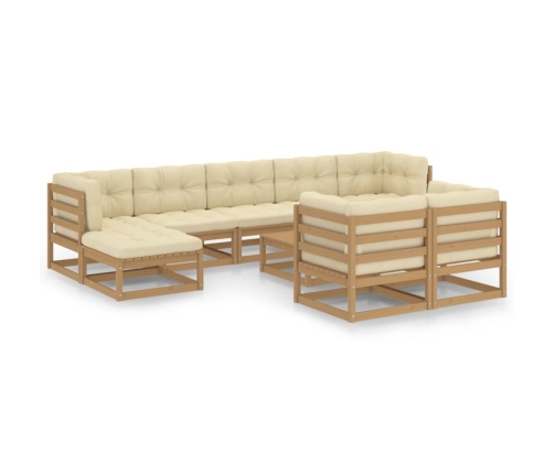 10-Daļīgs Dārza Atpūtas Mēbeļu Komplekts Ar Matračiem, Priede Vidaxl