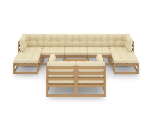 10-Daļīgs Dārza Atpūtas Mēbeļu Komplekts Ar Matračiem, Priede Vidaxl