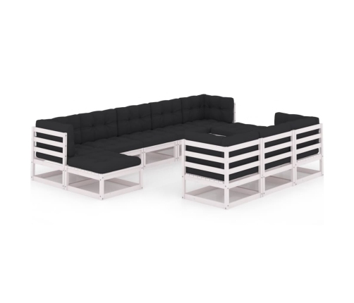 vidaXL 10-daļīgs dārza atpūtas mēbeļu komplekts ar matračiem, priede