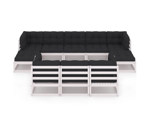 vidaXL 10-daļīgs dārza atpūtas mēbeļu komplekts ar matračiem, priede