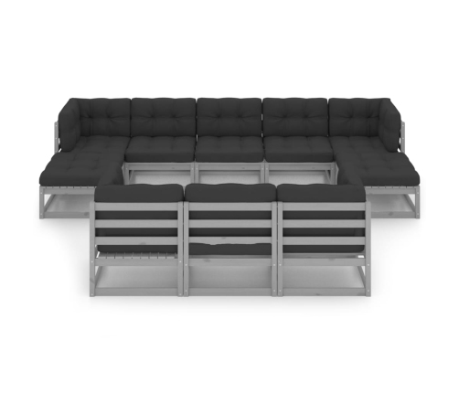 vidaXL 10-daļīgs dārza atpūtas mēbeļu komplekts ar matračiem, priede