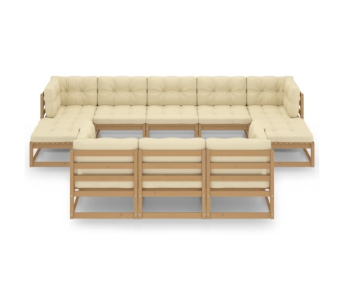 vidaXL 10-daļīgs dārza atpūtas mēbeļu komplekts ar matračiem, priede