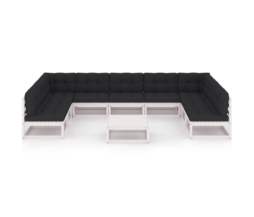 vidaXL 10-daļīgs dārza atpūtas mēbeļu komplekts ar matračiem, priede