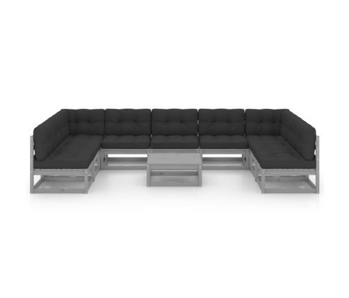 vidaXL 10-daļīgs dārza atpūtas mēbeļu komplekts ar matračiem, priede